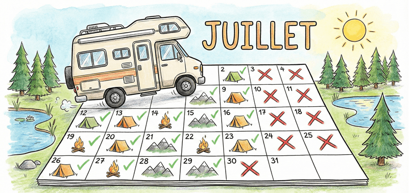 Calendrier de disponibilités du Campeur autonome